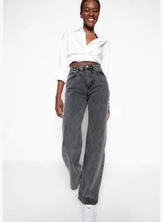 Anthracite High Waist Wide Leg Jeans TWOSS23JE00068