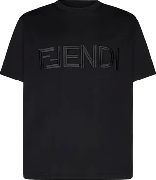 Fendi Logo Embroidered Crewneck T-Shirt
