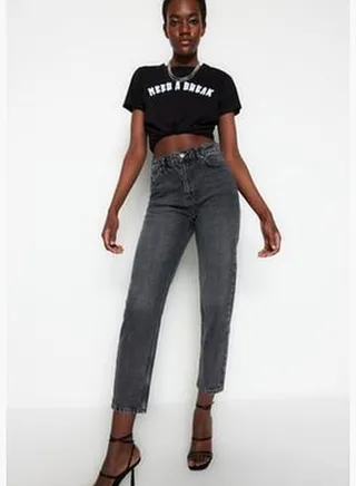 Anthracite High Waist Mom Jeans TWOSS23JE00085
