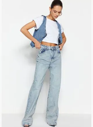 Light Blue High Waist Wide Leg Jeans TWOSS24JE00020