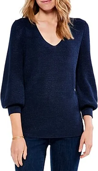 Nic+Zoe Shaker Knit V-Neck Sweater