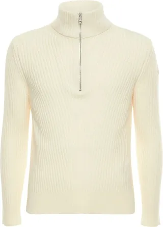 Long sleeve half-zip wool knit polo