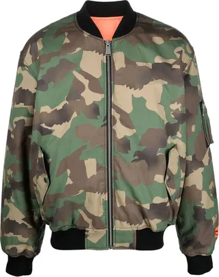 Camouflage Print Bomber Jacket