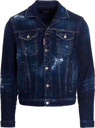 Dsquared2 Icon-Printed Distressed Denim Jacket
