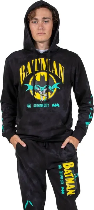 Batman Gotham City Black Wash Men’s Hoodie & Jogger Set-Small