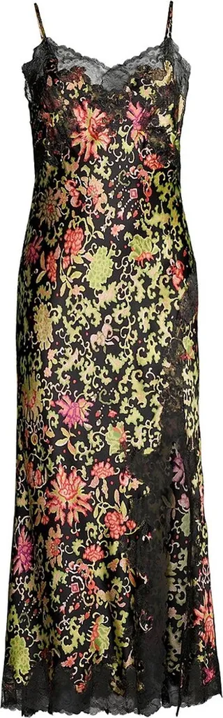 Yasugi Lace-Trimmed Silk Charmeuse Gown