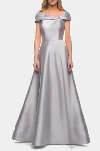Long A-Line Off The Shoulder Gown Pockets