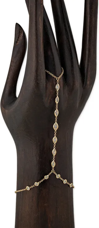 Women's 14K Yellow Gold Diamond Finger Bracelet