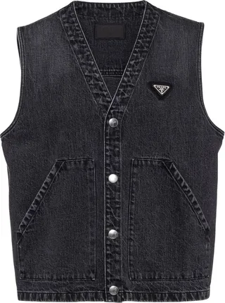 Triangle-Logo Denim Gilet
