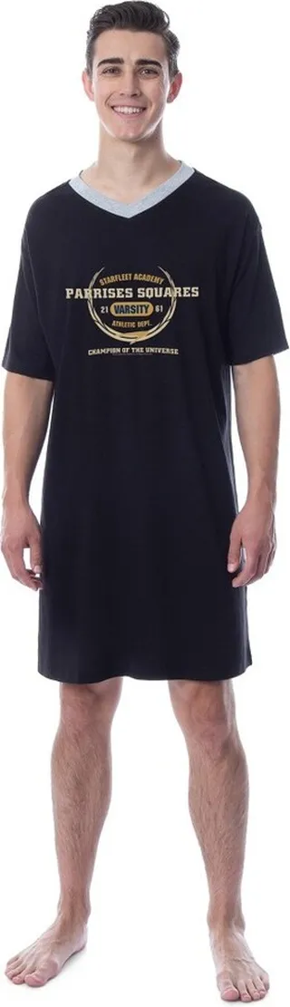 Star Trek Mens' Starfleet Parrises Squares Sleep Pajama Dress Shirt (X-Large)