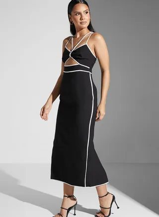 Strappy Halter Neck Cut Out Detail Dress