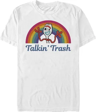 Men's Toy Story Forky Talkin' Trash Rainbow T-Shirt - White - 3X Large