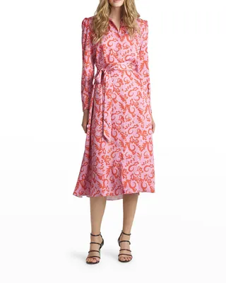 Lenora Belted Floral Midi Shirtdress