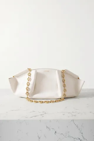 Loewe - Paseo Small Pleated Leather Shoulder Bag - White
