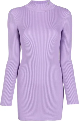 Ribbed High-Neck Mini Dress