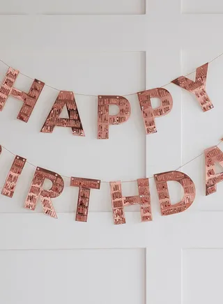 Rose Gold Happy Birthday Fringe Bunting