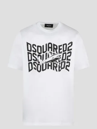 Dsquared t-shirt in cotton jersey with Shark Slouch print on the front.