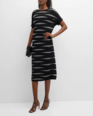 Abstract Stripe Knit Maxi Dress