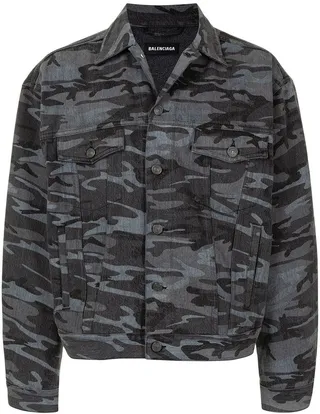 Camouflage-Print Denim Jacket