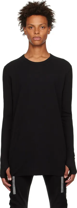 Boris Bidjan Saberi Black Ribbed Long Sleeve T-Shirt