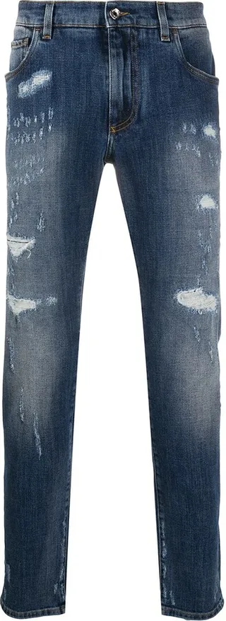 Distressed Slim-Fit Jeans