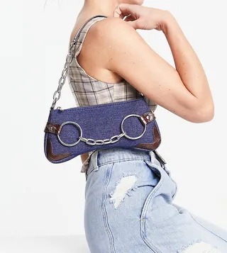 Reclaimed Vintage y2k denim shoulder bag in blue