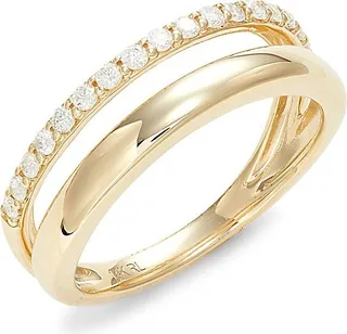 14K Yellow Gold & Diamond Split Band Ring