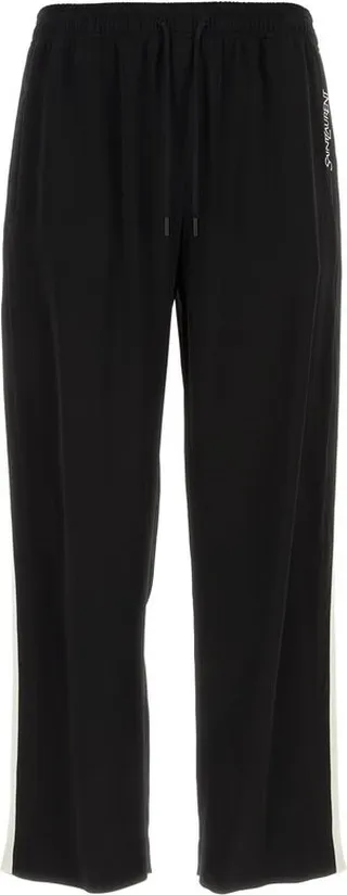 Saint Laurent Logo-Embroidered Drawstring Striped Track Pants