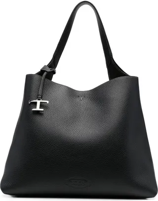 Black Medium Leather Tote Bag