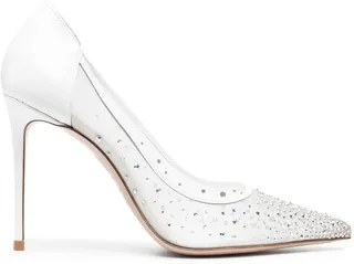 Crystal-Embellished Mesh Pumps