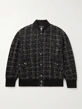 Logo-Embroidered Cotton-Blend Tweed Bomber Jacket