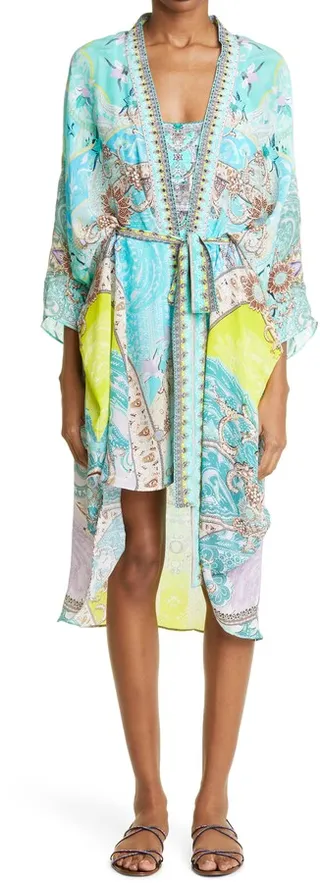 Turn Back Time Embellished Silk Robe