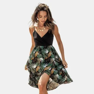 Women's V-neck Mid Length Slip Dress - Cupshe-S-Black