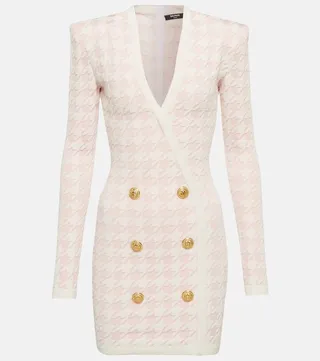 Houndstooth terry jacquard minidress