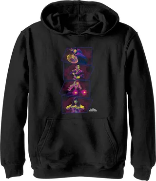 Boy's Marvel Doctor Strange in the Multiverse of Madness Neon Panels Pull Over Hoodie - Black - Small