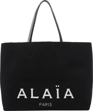 Small Knit Logo Tote Bag In Black