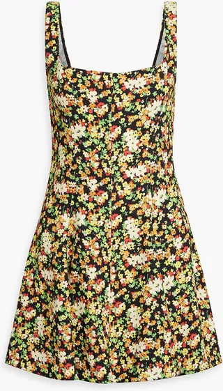 Floral-print crepe mini dress