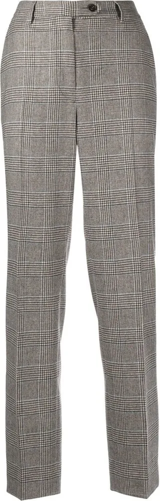 Checked Straight-Leg Trousers