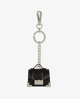 Silver keyring with mini black bag