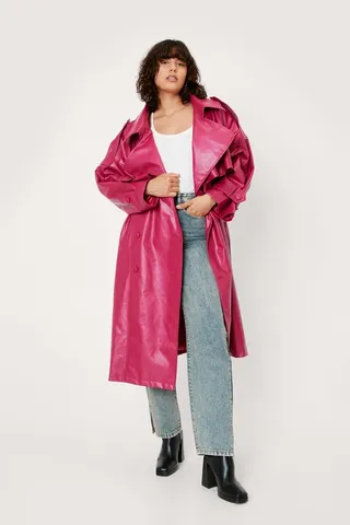 Nasty Gal Womens Faux Leather Oversized Trench Coat
