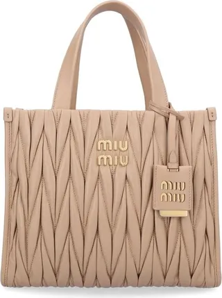 Miu Miu Logo Plaque Top Handle Tote Bag