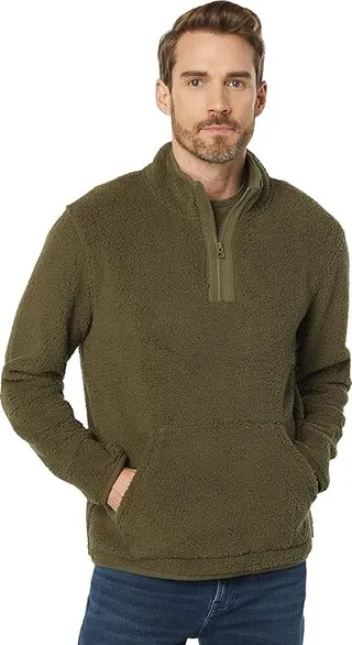 Lucky Brand Solid Sherpa Utility Mock Neck (Ivory Green) Men's Sweater