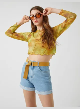 High Rise Denim Short