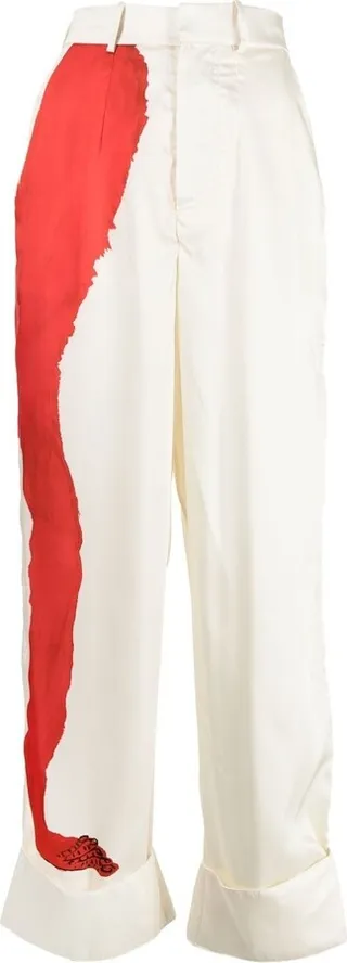 Illustration-Print Straight Trousers