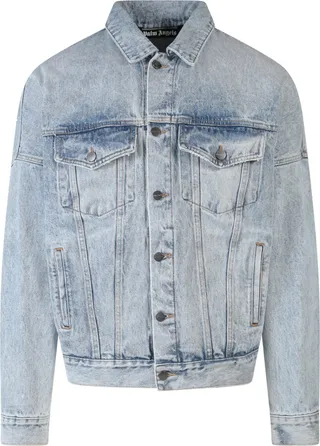 Denim jacket with back logo print