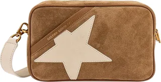 Suede shoulder bag with Star logo patch on the front