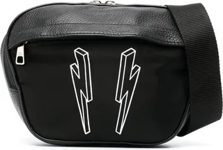Thunderbolt-print leather belt bag
