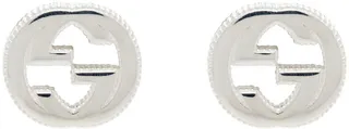 Gucci Silver Engraved Interlocking G Earrings