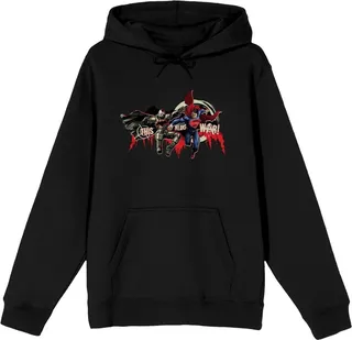Batman V Superman Dawn Of Justice 2 Heroes in Fight Position Men’s Black Hoodie-Medium