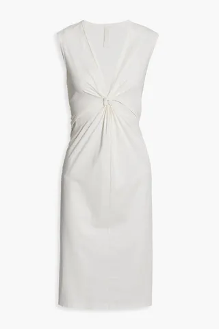 Cutout knotted cotton-jersey dress